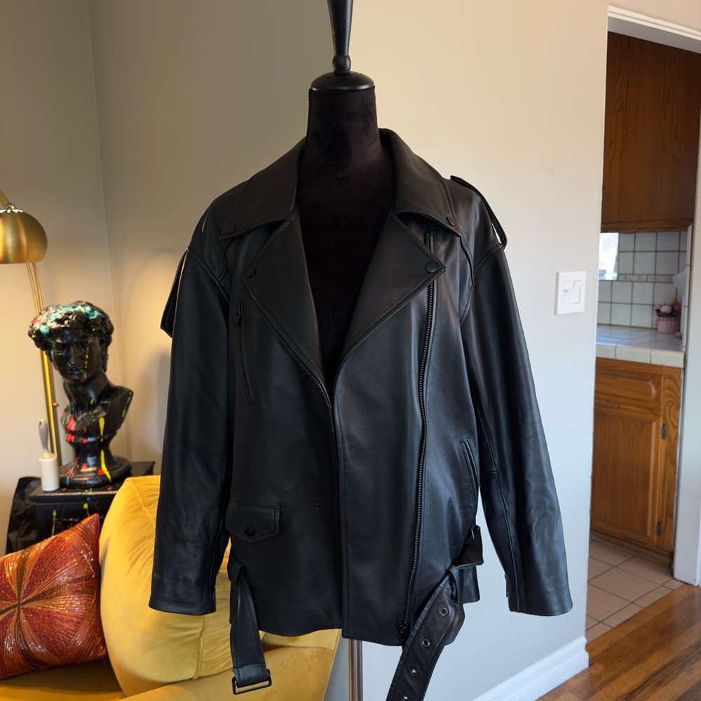 Oversize Black Leather Jacket